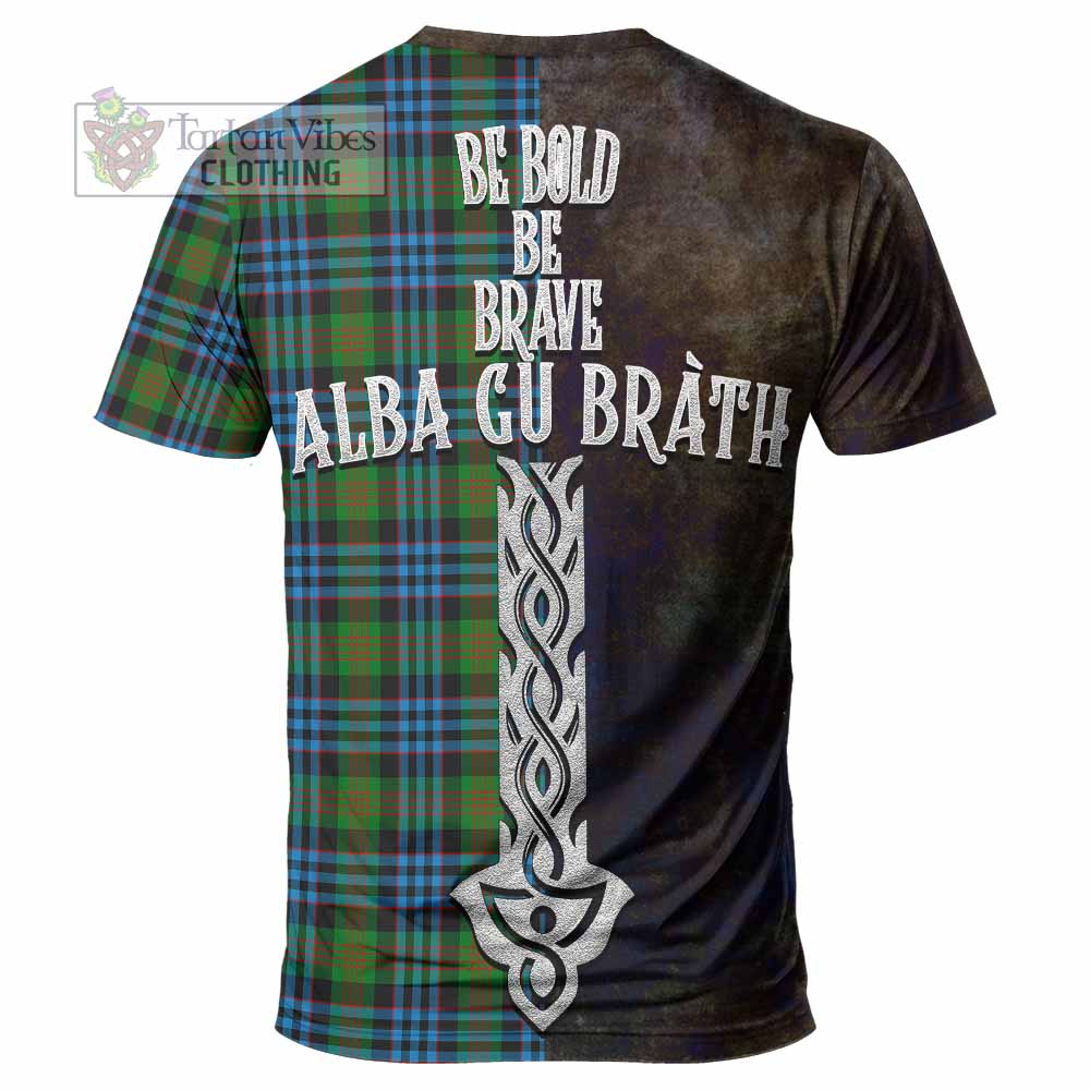 Tartan Vibes Clothing Newlands Tartan Family Crest T-Shirt Alba Gu Brath Be Brave Lion Ancient Style