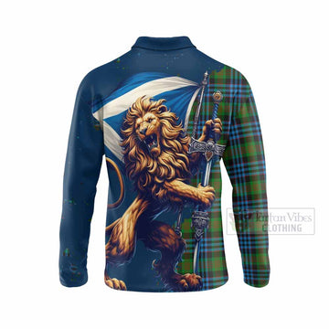 Newlands Tartan Family Crest Long Sleeve Polo Shirt with Scottish Majestic Lion - Tartan Vibes Clothing