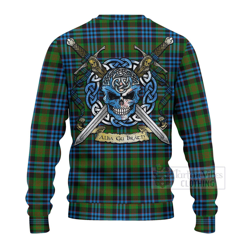 Newlands Tartan Ugly Sweater with Family Crest Celtic Skull Style - Tartan Vibes Clothing