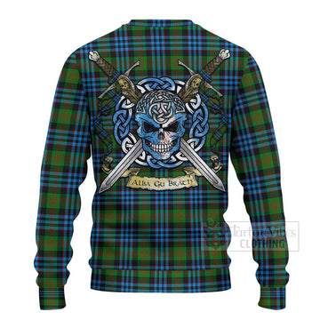 Newlands Tartan Ugly Sweater with Family Crest Celtic Skull Style - Tartan Vibes Clothing