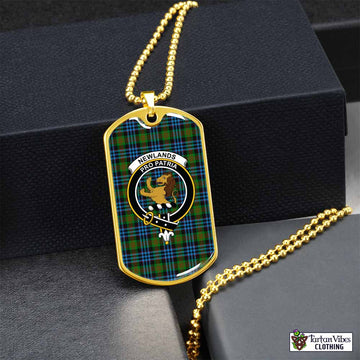 Newlands Tartan Dog Tag Necklace with Family Crest Gold No - Tartan Vibes Clothing