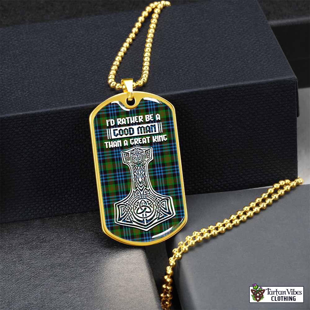 Newlands Tartan Dog Tag Necklace Viking Mjolnir Style Gold No - Tartan Vibes Clothing