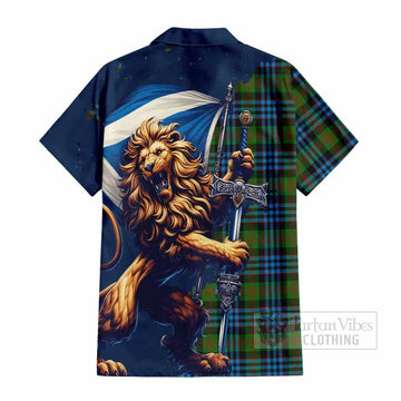 Newlands Tartan Family Crest Hawaiian Shirt with Scottish Majestic Lion - Tartan Vibes Clothing