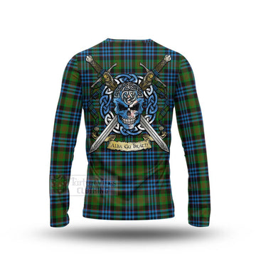 Newlands Tartan Long Sleeve T-Shirt with Family Crest Celtic Skull Style - Tartan Vibes Clothing