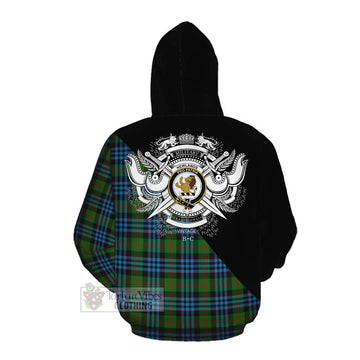 Newlands Tartan Cotton Hoodie with Family Crest and Military Logo Style Pullover Hoodie - Tartan Vibes Clothing