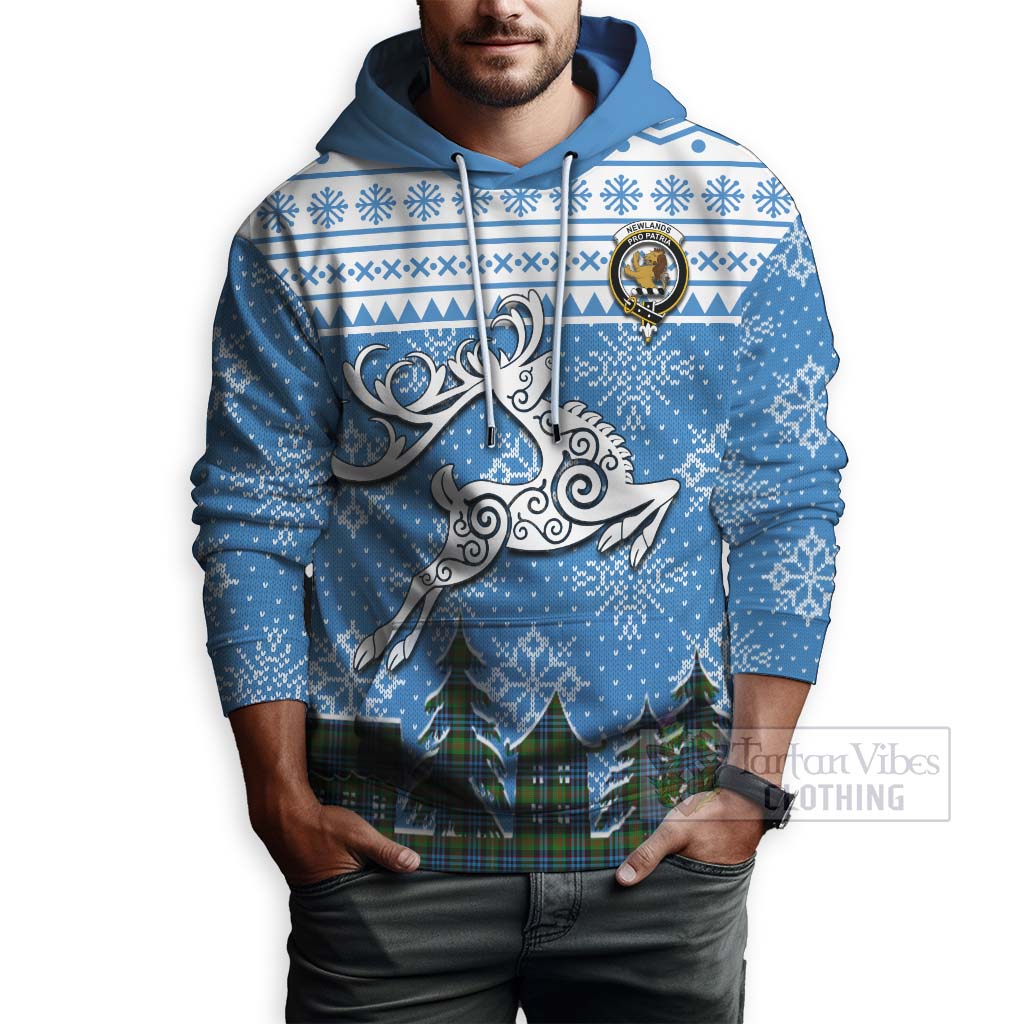Newlands Clan Christmas Hoodie Celtic Reindeer Style - Tartan Vibes Clothing