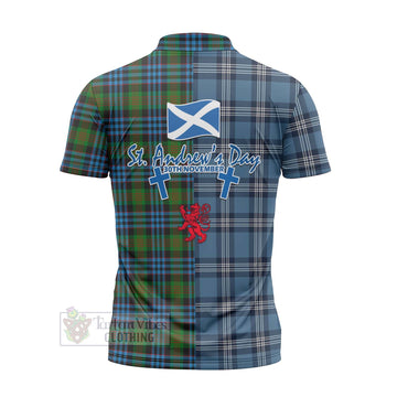 Newlands Tartan Zipper Polo Shirt Happy St. Andrew's Day Half Tartan Style - Tartan Vibes Clothing