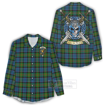 Newlands Tartan Women's Casual Shirt with Family Crest Celtic Skull Style - Tartan Vibes Clothing