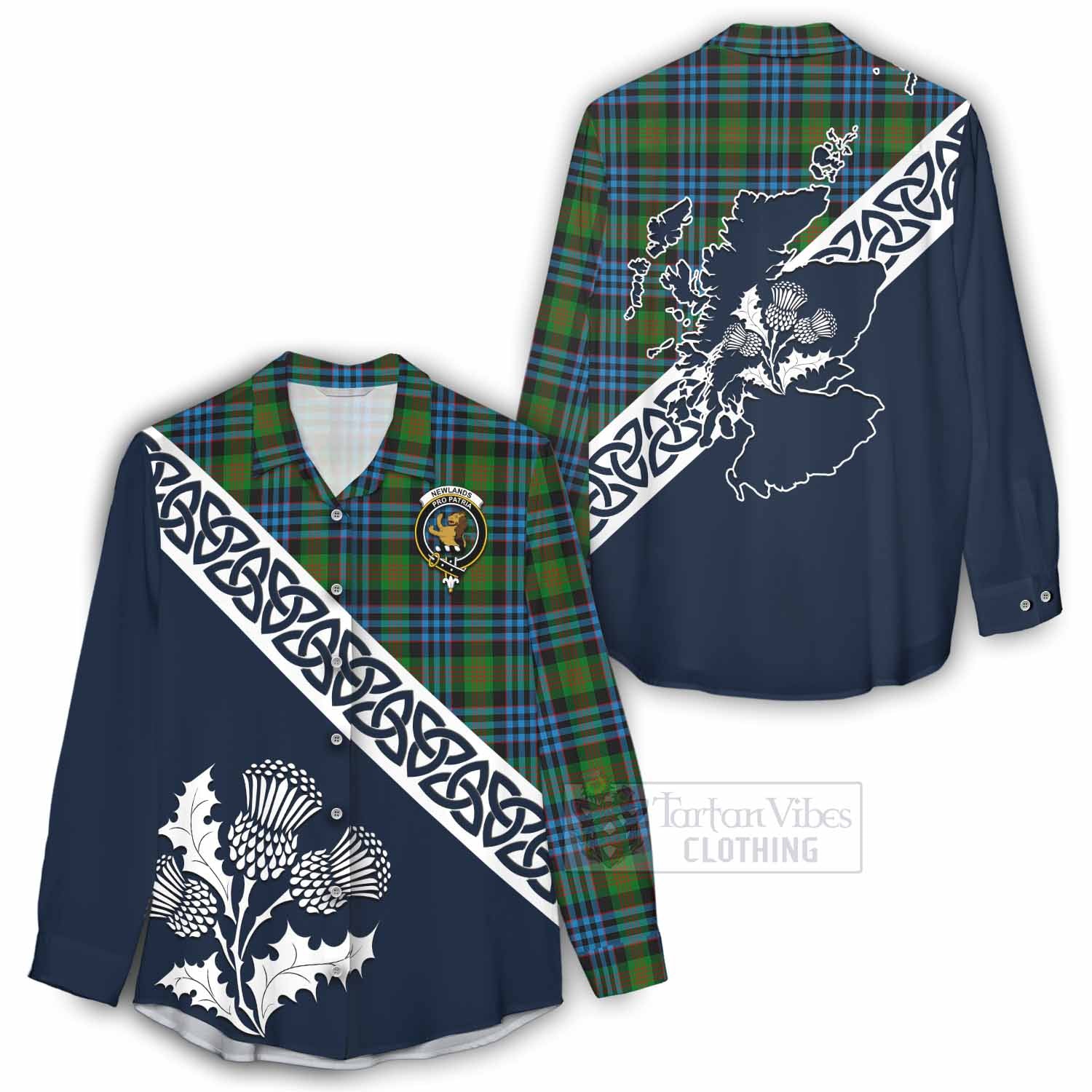 Newlands Tartan Women's Casual Shirt Featuring Thistle and Scotland Map - Tartan Vibes Clothing