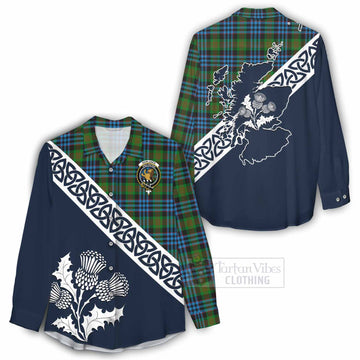 Newlands Tartan Women's Casual Shirt Featuring Thistle and Scotland Map - Tartan Vibes Clothing