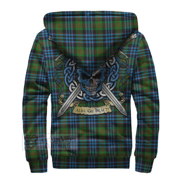 Newlands Tartan Sherpa Hoodie with Family Crest Celtic Skull Style - Tartan Vibes Clothing