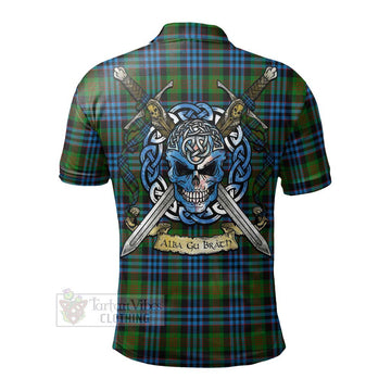 Newlands Tartan Polo Shirt with Family Crest Celtic Skull Style - Tartan Vibes Clothing