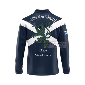 Newlands Tartan Lion Rampant Long Sleeve Polo Shirt Proudly Display Your Heritage with Alba Gu Brath and Clan Name - Tartan Vibes Clothing