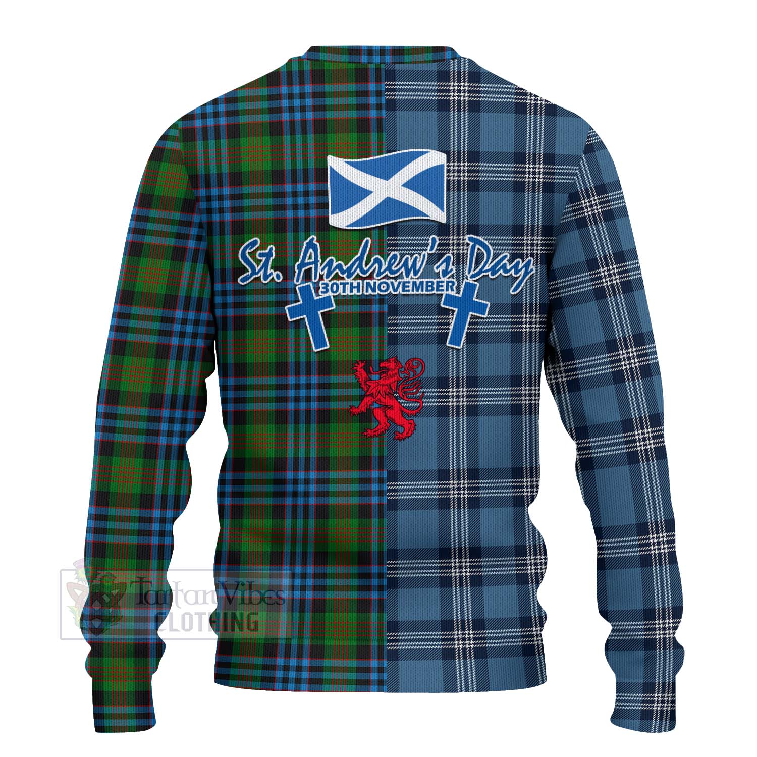 Newlands Tartan Knitted Sweater Happy St. Andrew's Day Half Tartan Style - Tartan Vibes Clothing