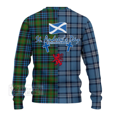 Newlands Tartan Knitted Sweater Happy St. Andrew's Day Half Tartan Style - Tartan Vibes Clothing