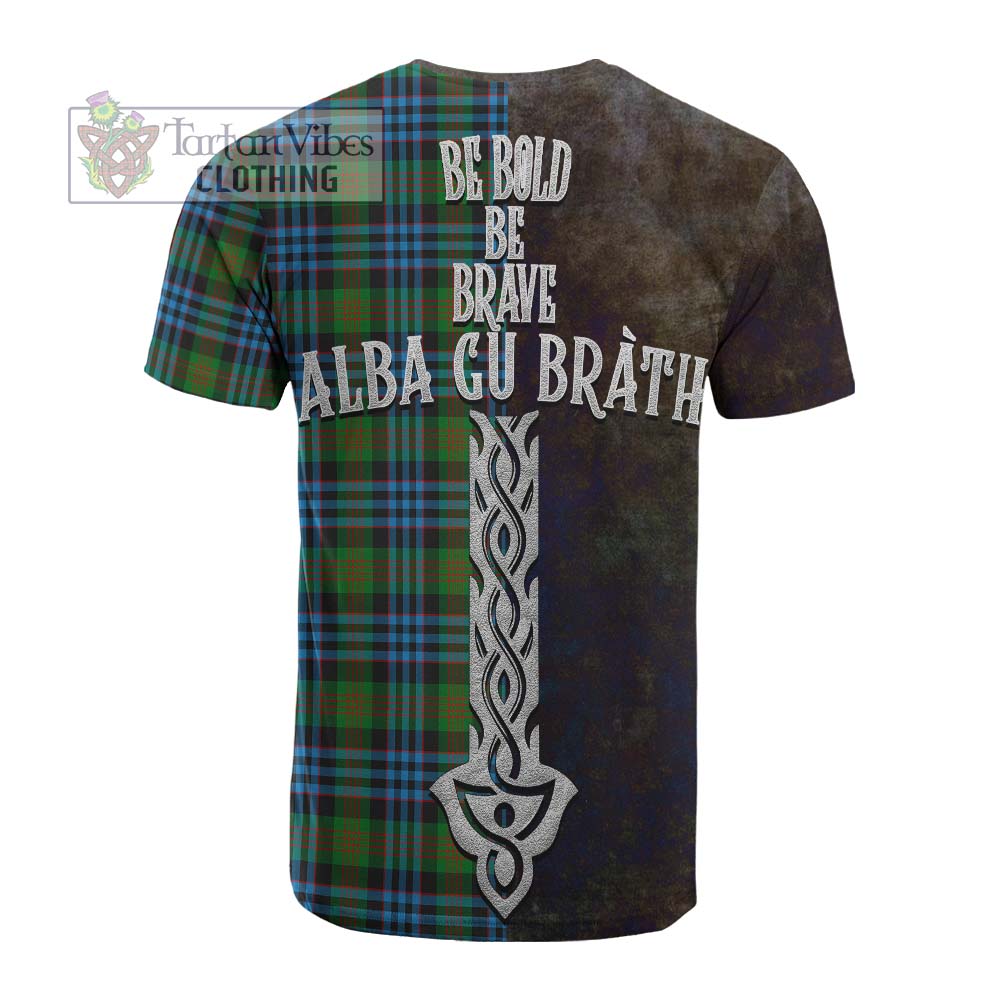 Tartan Vibes Clothing Newlands Tartan Family Crest Cotton T-shirt Alba Gu Brath Be Brave Lion Ancient Style