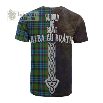 Newlands Tartan Family Crest Cotton T-shirt Alba Gu Brath Be Brave Lion Ancient Style