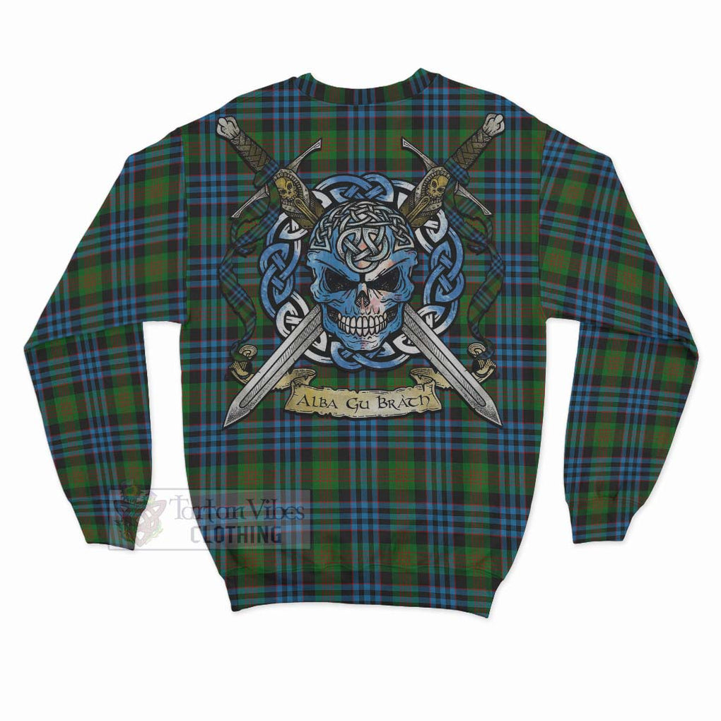 Newlands Tartan Sweatshirt with Family Crest Celtic Skull Style - Tartan Vibes Clothing