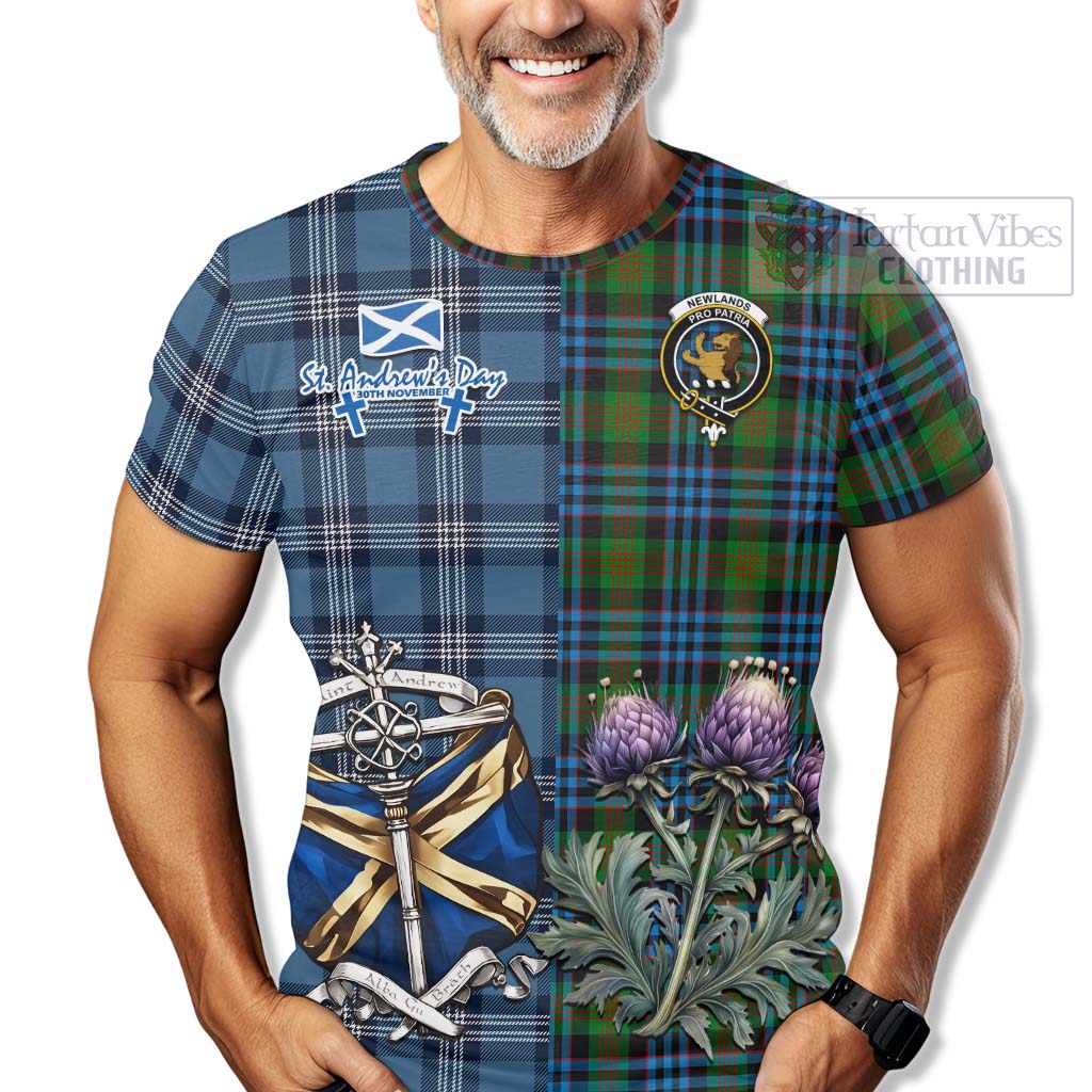 Newlands Tartan T-Shirt Happy St. Andrew's Day Half Tartan Style - Tartan Vibes Clothing