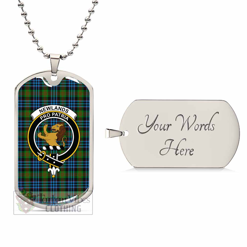 Newlands Tartan Dog Tag Necklace with Family Crest Silver Yes - Tartan Vibes Clothing
