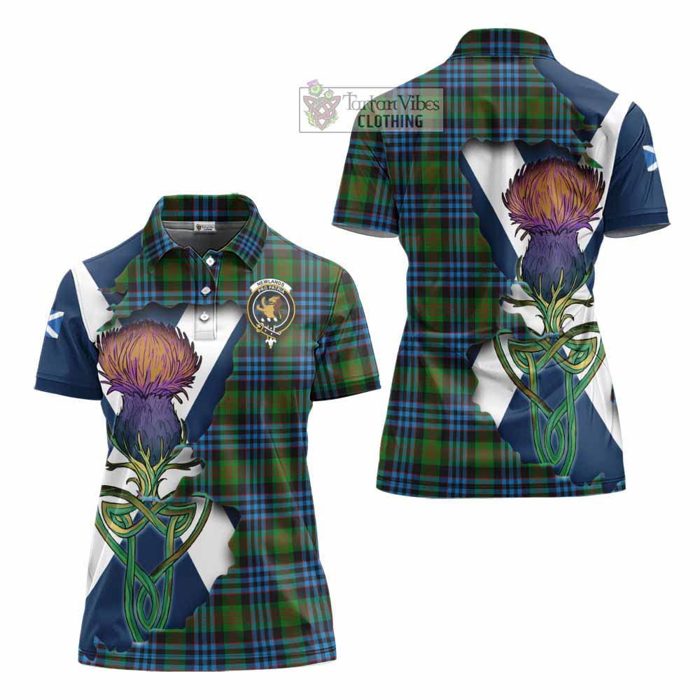 Newlands Tartan Family Crest Women's Polo Shirt Scottish Thistle Celtic Inspired - Tartan Vibes Clothing