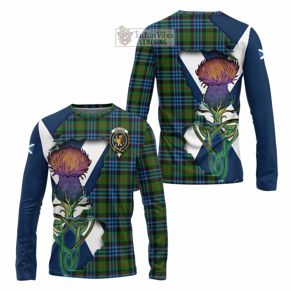 Newlands Tartan Family Crest Long Sleeve T-Shirt Scottish Thistle Celtic Inspired - Tartan Vibes Clothing