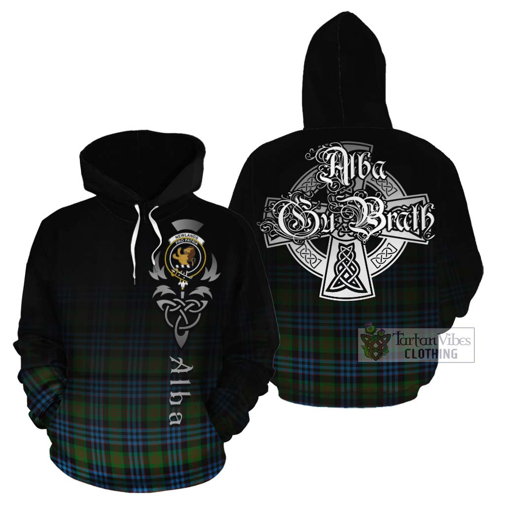 Tartan Vibes Clothing Newlands Tartan Cotton Hoodie Featuring Alba Gu Brath Family Crest Celtic Inspired