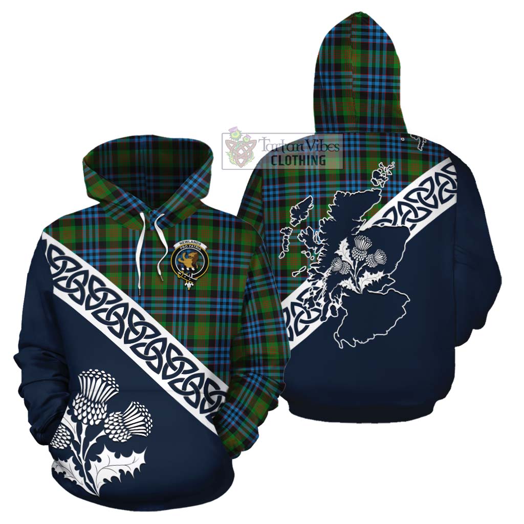 Newlands Tartan Cotton Hoodie Featuring Thistle and Scotland Map Zip Hoodie - Tartan Vibes Clothing