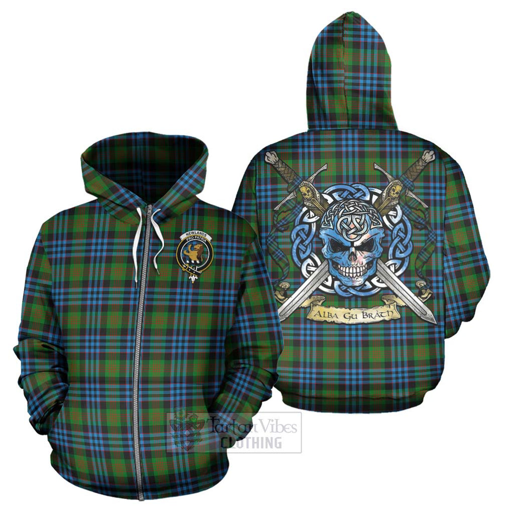 Newlands Tartan Hoodie with Family Crest Celtic Skull Style - Tartan Vibes Clothing