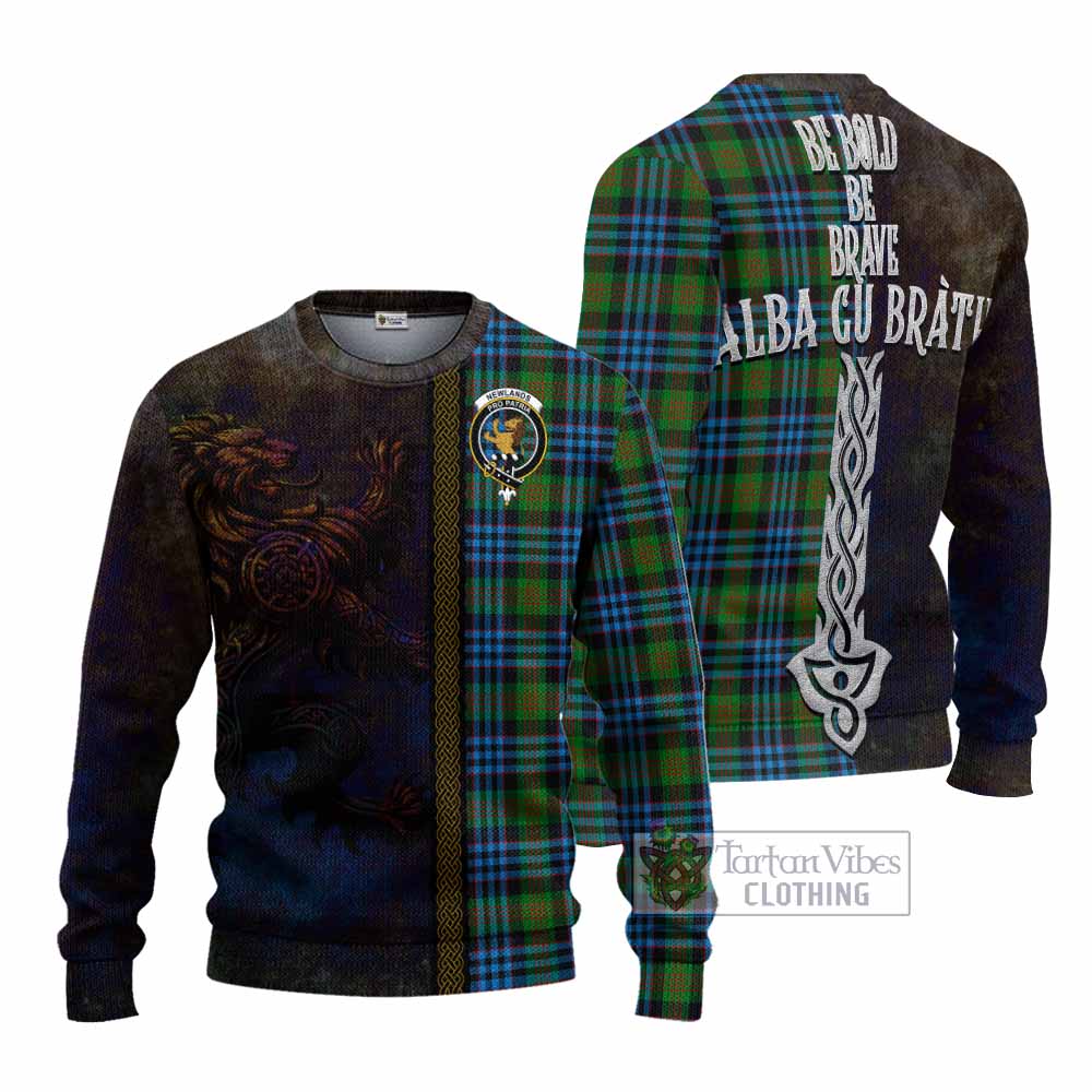 Newlands Tartan Family Crest Knitted Sweater Alba Gu Brath Be Brave Lion Ancient Style - Tartan Vibes Clothing