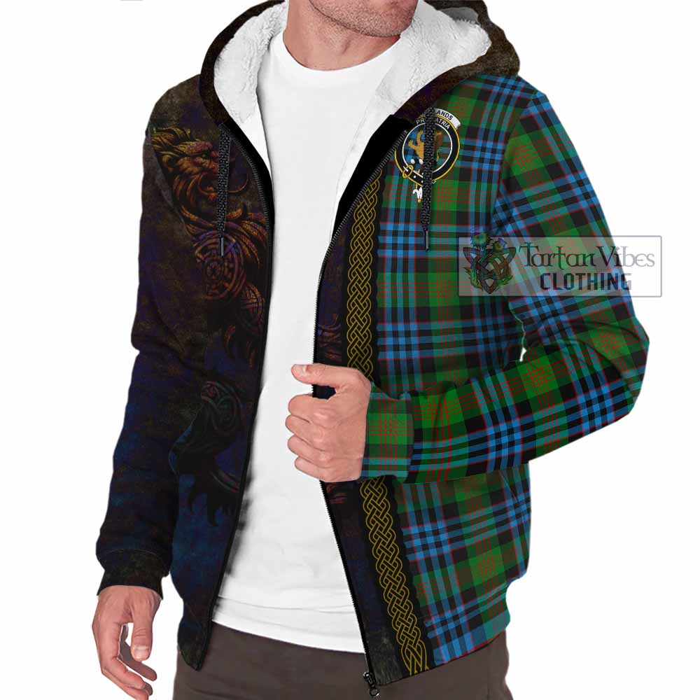 Tartan Vibes Clothing Newlands Tartan Family Crest Sherpa Hoodie Alba Gu Brath Be Brave Lion Ancient Style
