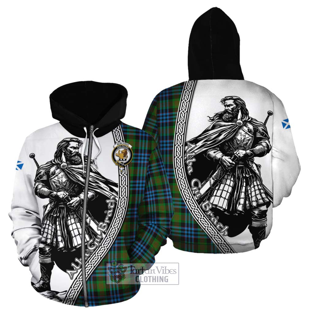 Newlands Tartan Clan Crest Cotton Hoodie with Highlander Warrior Celtic Style - Tartan Vibes Clothing