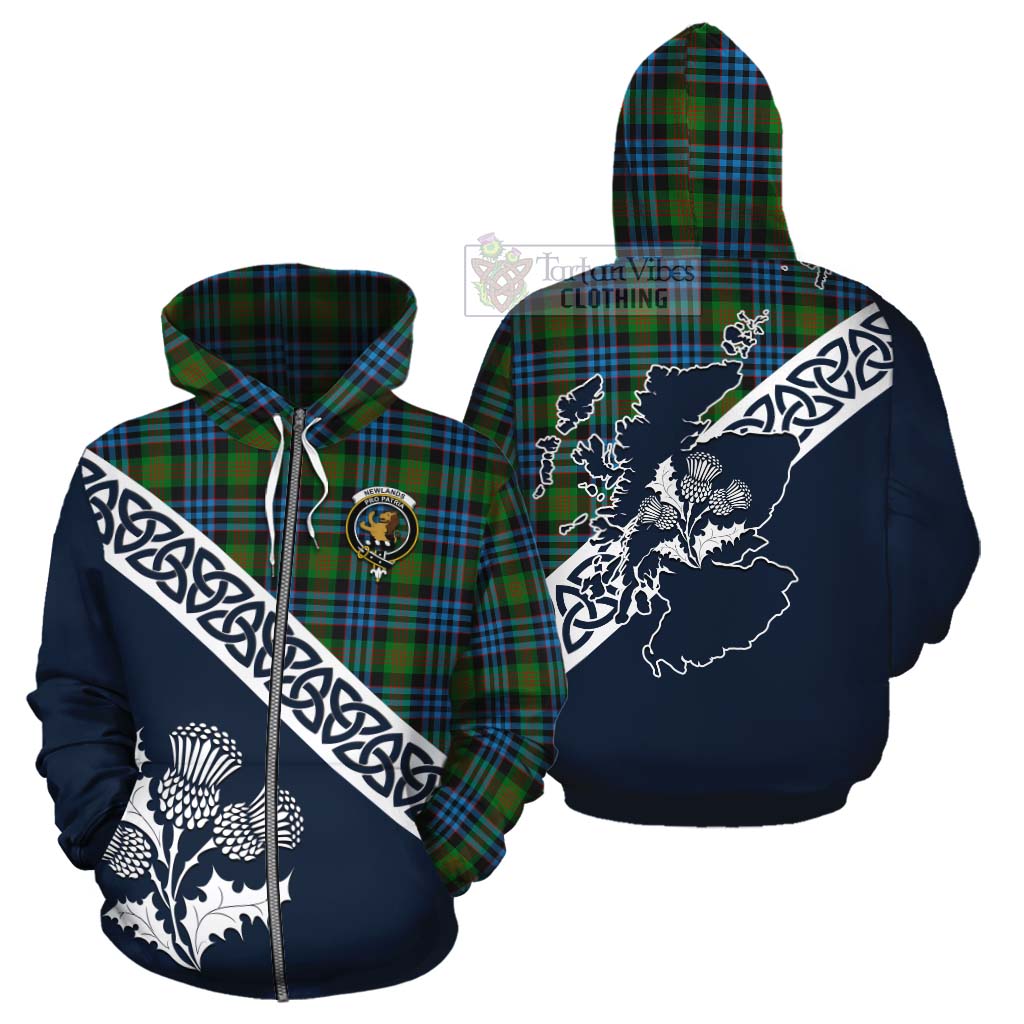 Newlands Tartan Cotton Hoodie Featuring Thistle and Scotland Map - Tartan Vibes Clothing
