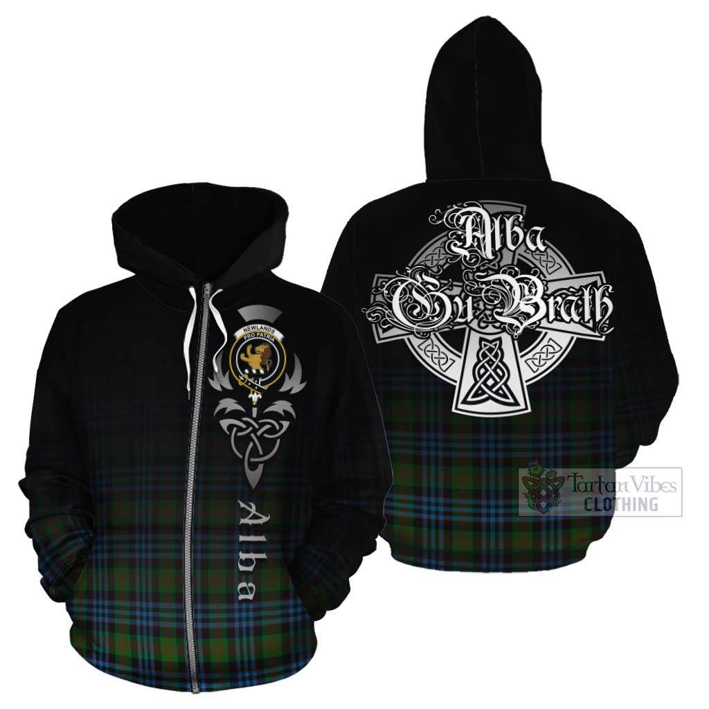 Tartan Vibes Clothing Newlands Tartan Cotton Hoodie Featuring Alba Gu Brath Family Crest Celtic Inspired