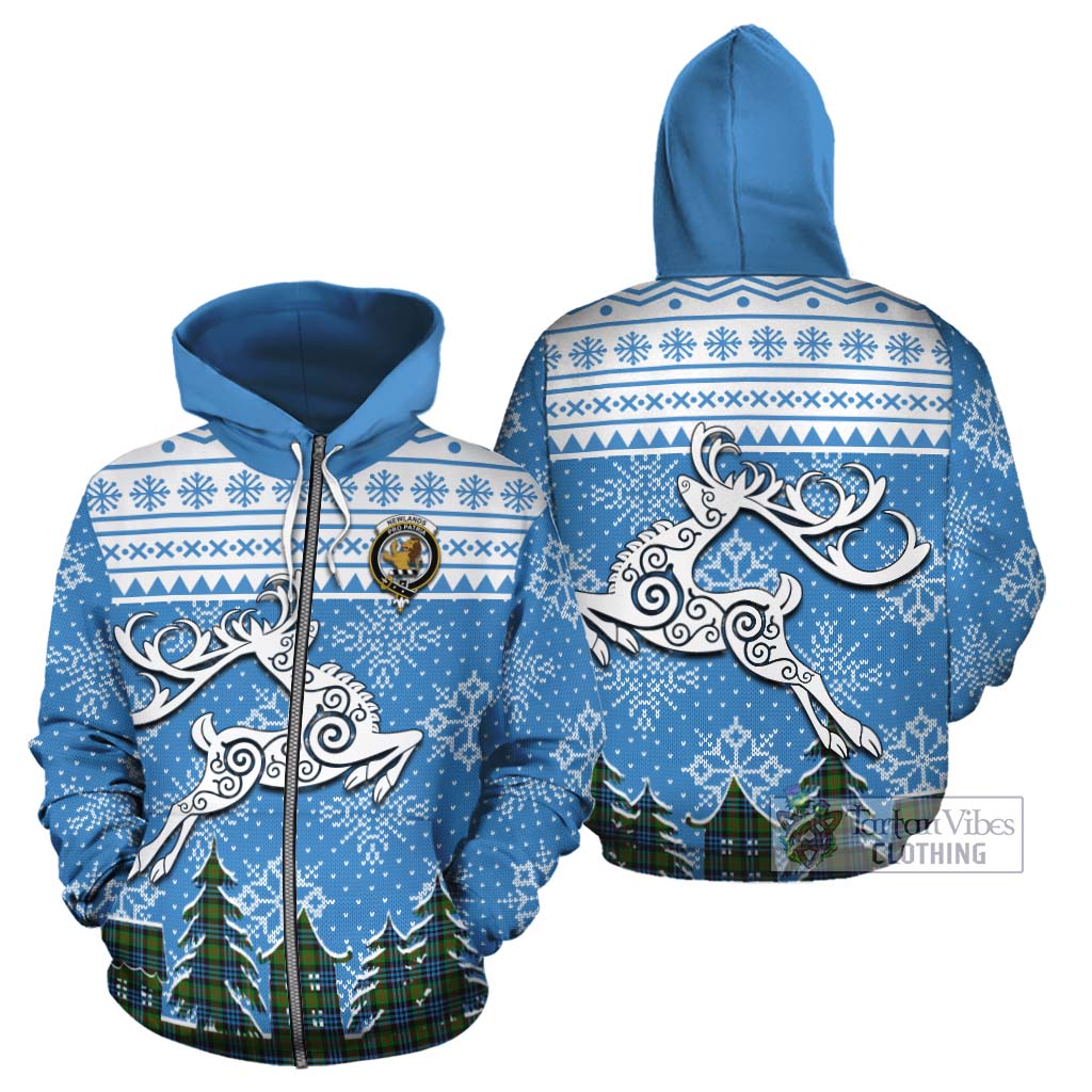 Newlands Clan Christmas Cotton Hoodie Celtic Reindeer Style - Tartan Vibes Clothing