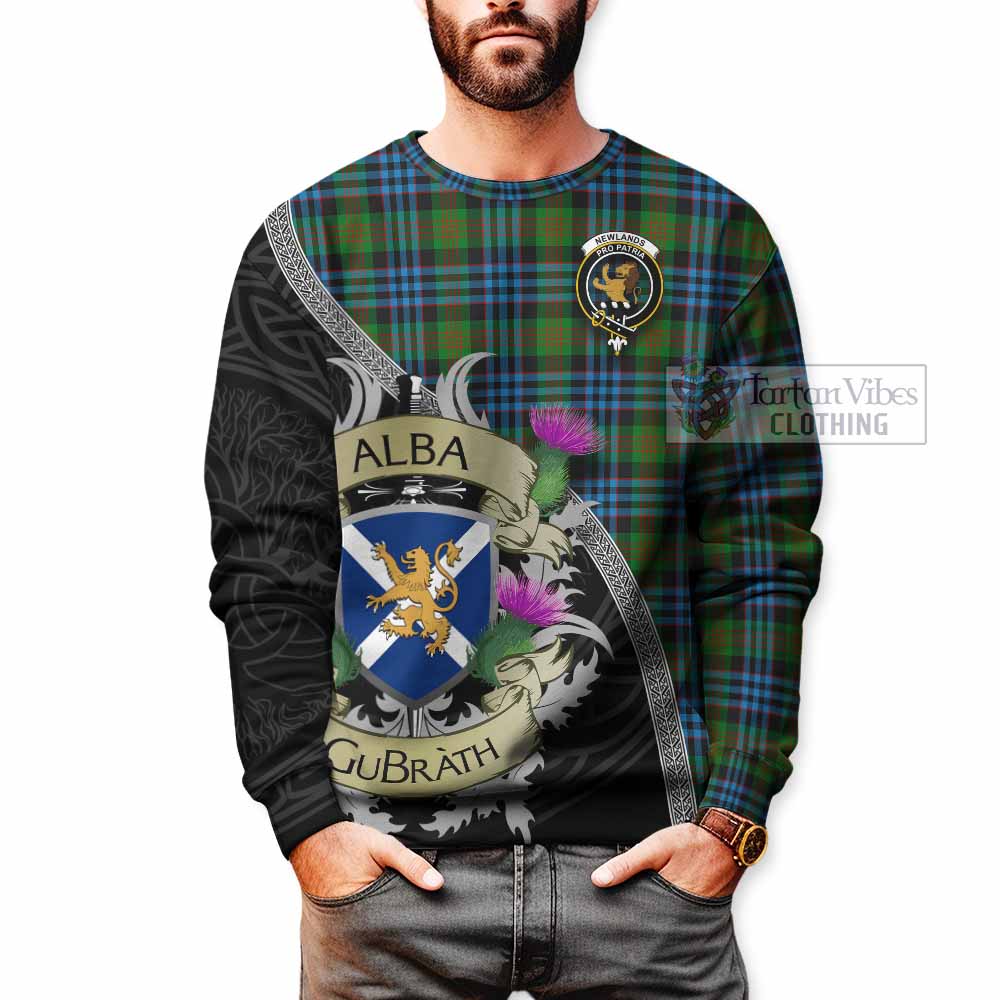 Newlands Tartan Family Crest Sweatshirt Lion Rampant Royal Thistle Shield Celtic Inspired - Tartan Vibes Clothing