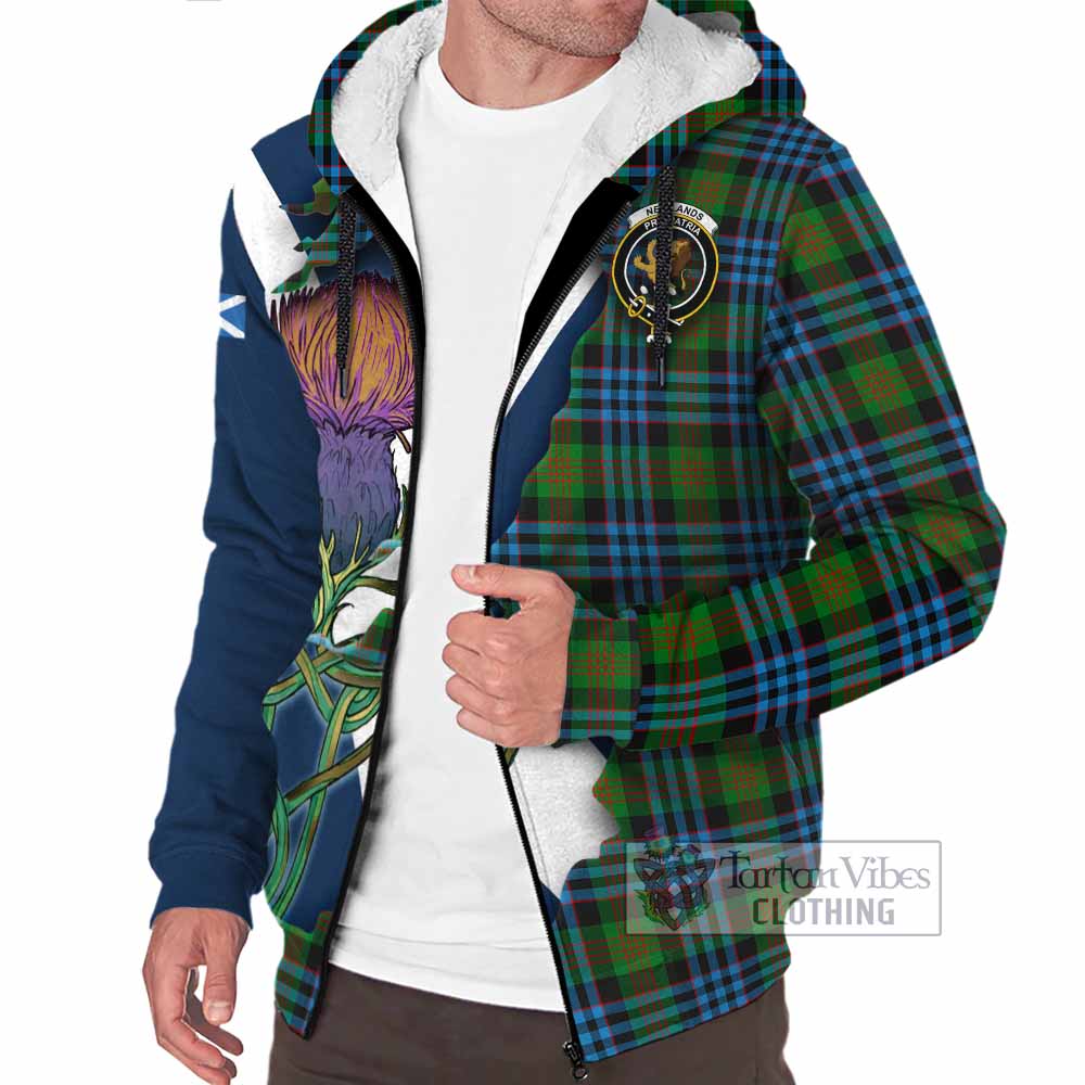 Newlands Tartan Family Crest Sherpa Hoodie Scottish Thistle Celtic Inspired - Tartan Vibes Clothing
