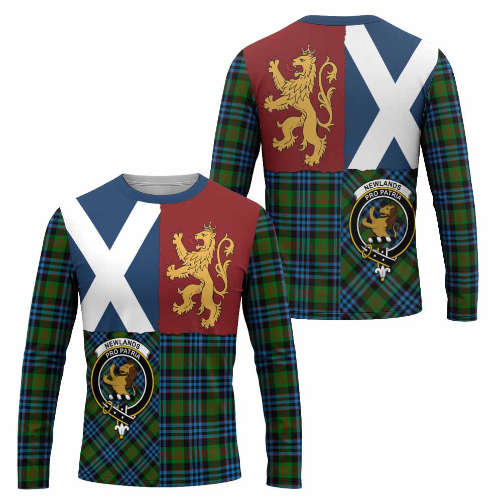 Newlands Crest Tartan Long Sleeve T-Shirt with Lion Rampant Saltire Style
