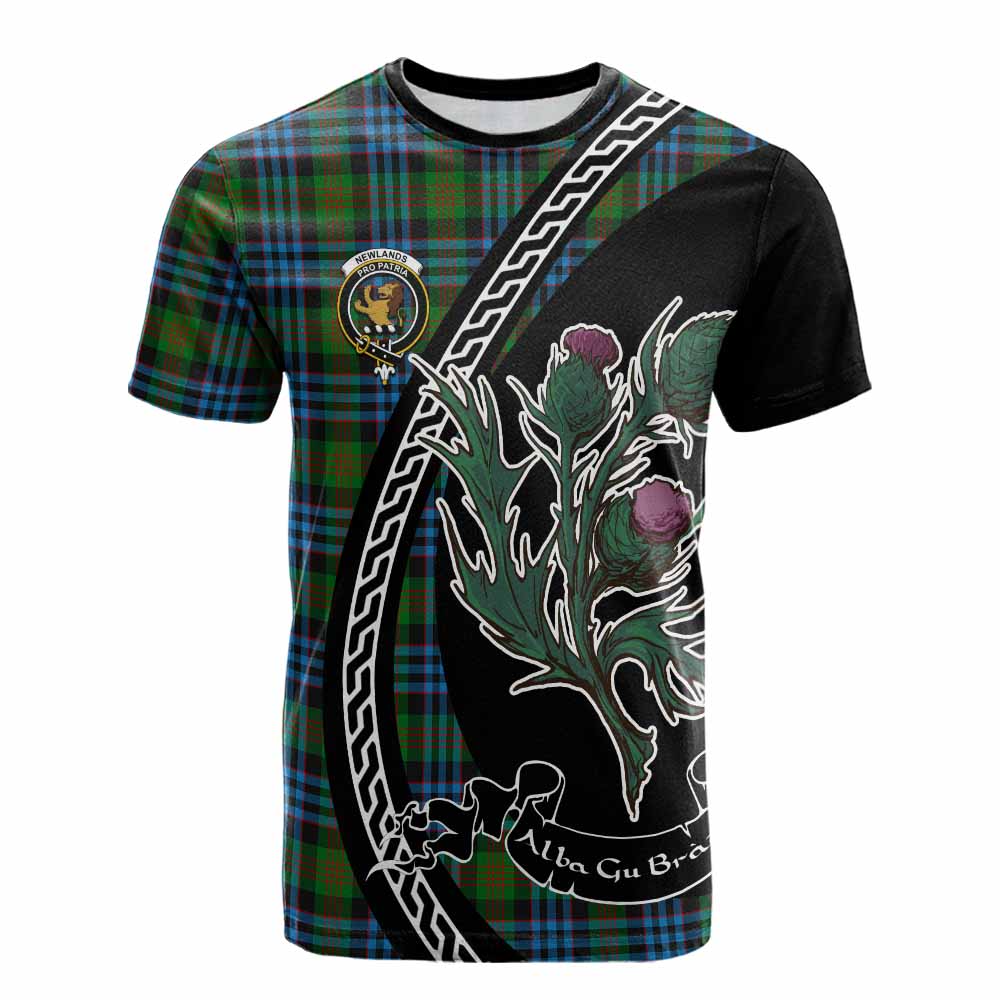 Newlands Family Crest Tartan Cotton T-shirt Alba Thistle Inspired - Tartan Vibes Clothing