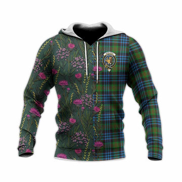 Newlands Family Crest Tartan Knitted Hoodie Scottish Thistle Flower Pattern Half Style - Tartan Vibes Clothing