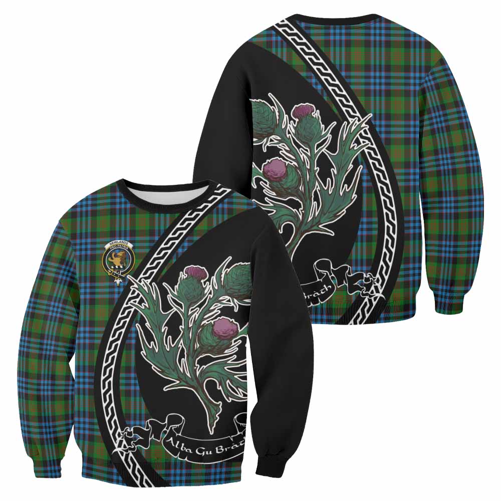 Newlands Family Crest Tartan Sweatshirt Alba Thistle Inspired - Tartan Vibes Clothing