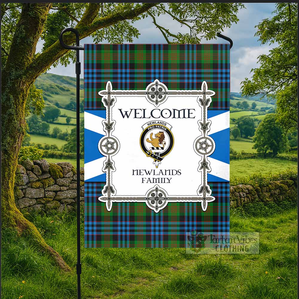 Newlands Family Crest Tartan Welcome Garden Flag Saltire Harmony Style