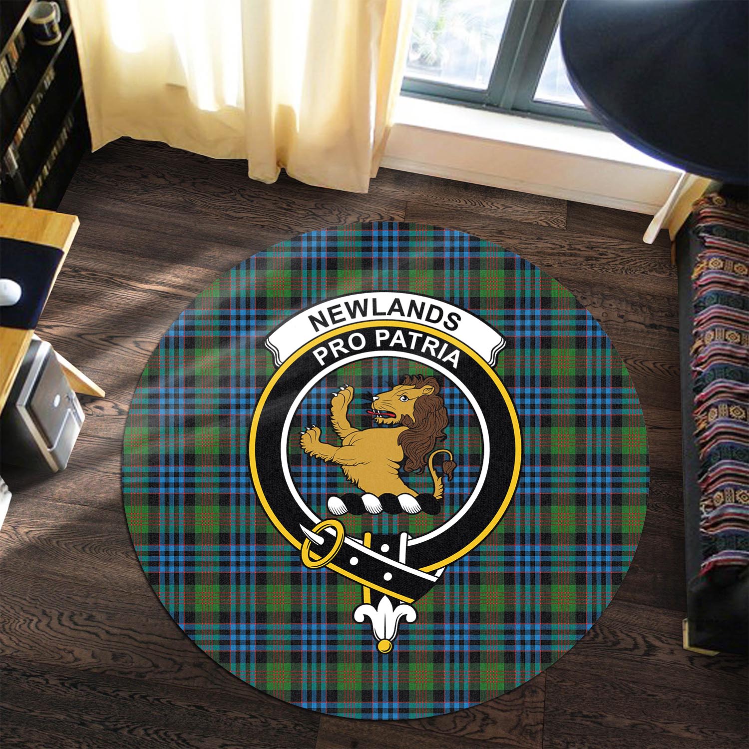 Newlands Tartan Round Rug with Family Crest Premium Round Rug - Tartan Vibes Clothing