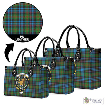 Newlands Tartan Luxury Leather Handbags with Family Crest L - Tartan Vibes Clothing