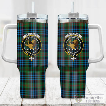 Newlands of Lauriston Tartan and Family Crest Tumbler with Handle