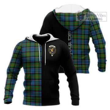 Newlands Tartan Knitted Hoodie with Family Crest and Half Of Me Style Unisex Knitted Pullover Hoodie - Tartan Vibes Clothing