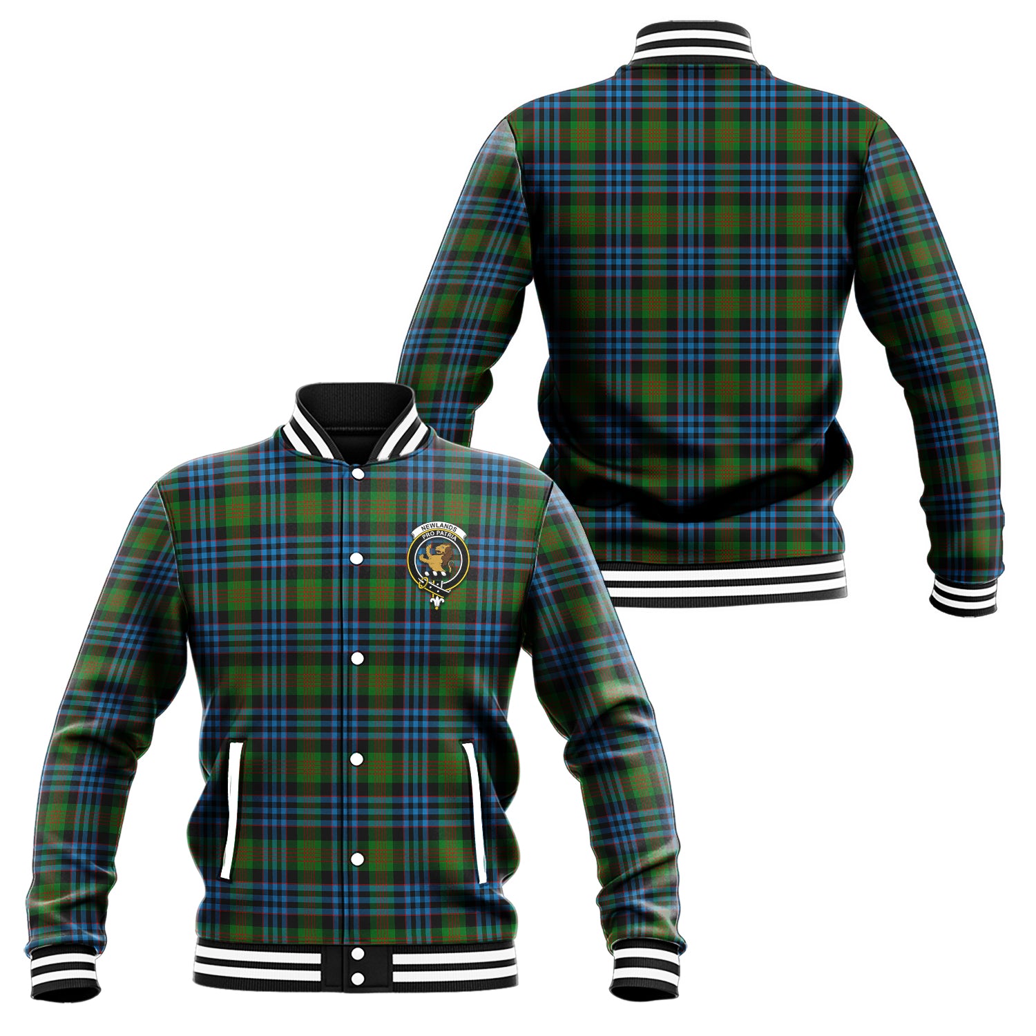Newlands Tartan Baseball Jacket with Family Crest Unisex - Tartan Vibes Clothing