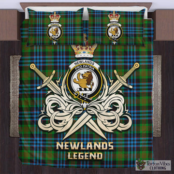 Newlands of Lauriston Tartan Bedding Set with Clan Crest and the Golden Sword of Courageous Legacy