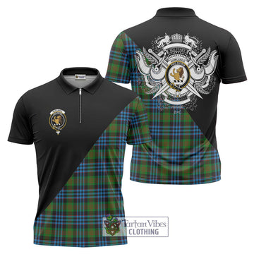Newlands Tartan Zipper Polo Shirt with Family Crest and Military Logo Style Unisex - Tartanvibesclothing Shop