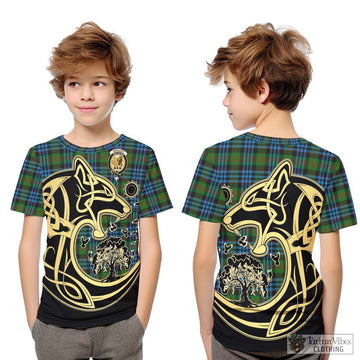 Newlands Tartan Kid T-Shirt with Family Crest Celtic Wolf Style Youth XL Size14 - Tartan Vibes Clothing